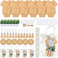 Honeydak 49 Pcs Baby Shower Prizes for Game Players 6 Sets Babysuit Shaped Bamboo Cheese Board Fork Knives Coasters Towel Potted Plant Thanks Card Gift Bag for Baby Bridal Shower Wedding Favors by Honeydak