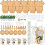 Honeydak 49 Pcs Baby Shower Prizes for Game Players 6 Sets Babysuit Shaped Bamboo Cheese Board Fork Knives Coasters Towel Potted Plant Thanks Card Gift Bag for Baby Bridal Shower Wedding Favors by Honeydak