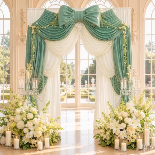 20x12 ft Sage Green Backdrop Curtains for Weddings, Birthdays and Photos - Image 4