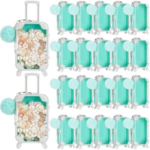 VioraWhite 40 Pcs Mini Suitcase Empty Box and Plush Ball Set, Mint Green by VioraWhite