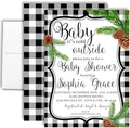 Amanda Creation Custom Baby Shower Invites Buffalo Plaid Pinecone Baby Shower Invitation 20 5x7 Personalized Pinecone Buffalo Plaid Invites With Envelopes by AmandaCreation
