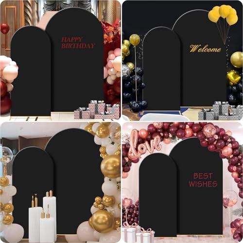 Gawicpy Wedding Arch Backdrop Stand Set Metal Arch Backdrop Stand with Wedding Arch Cover, Wedding Balloon Arch Backdrop Stand for Birthday, Baby Shower, Anniversary (Black, 5.9FT+7.2FT) - Image 6