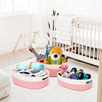 7 Piece Cotton Rope Woven Basket Set - Small Basket for Baby Nursery, Pets, Montessori, Dog & Cat Toy Boxes, Bathroom Organization Bins (White/Pink) - Image 7