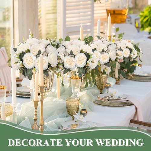 8 Bundles Artificial Peony Centerpiece Flowers,Milk White - Image 6