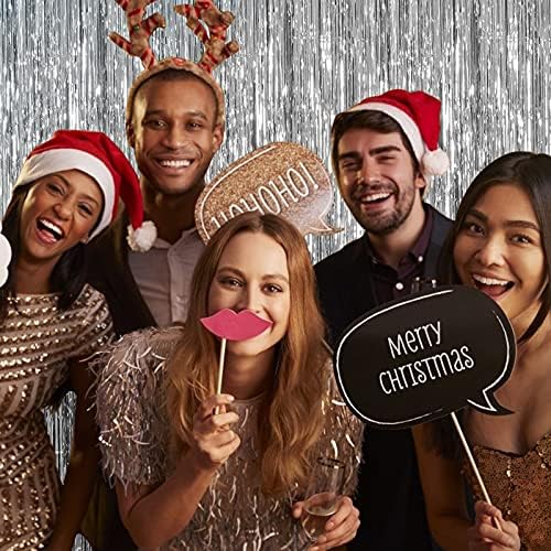20 Pack Silver Backdrop Curtain Party Decorations Foil Fringe Backdrop Silver Tinsel Streamers Birthday Bachelorette New Year Christmas Wedding Baby Shower Disco Party Decorations - Image 4