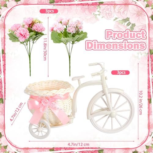 3 Sets Pink Bike-Shaped Baby Shower Table Centerpieces - Image 2