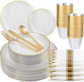 175PCS Clear Plastic Plates for 25 Guests, Disposable Plates for Party, Heavy Duty Disposable Plate Set Include: 25 Dinner Plates, 25 Dessert Plates, 25 Cups and Cutlery for Wedding & Party by Sykomo