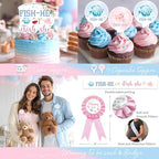 Fishhe or Fishshe Gender Reveal Decorations, Girl or Boy Themed Party Balloon Arch Kit Supplies Includes Balloon Boxes Banner Sash Badge Backdrop Tablecloth Toppers Poster Marker 152 PCs - Image 5