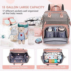 DERJUNSTAR Diaper Bag Backpack – Large Capacity Baby Diaper Bag with Changing Pad for Dad and Mom, Waterproof Travel Backpack, Multi-Function Bag with USB Charging Port, Rose Pink - Image 3