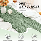 20 Pack Sage Green Cheesecloth Table Runner, 17x108 Inch Semi Sheer Boho Gauze Cheese Cloth Fabric Table Runners for Wedding Party Baby Shower Birthday Garden Farmhouse Table Decor - Image 4