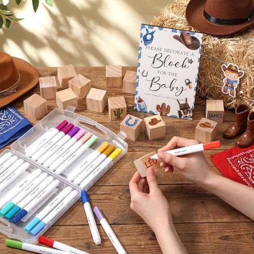 Tatuo 75 Pcs Baby Shower Party Block Games Sign to Decorate,Cowboy - Image 5