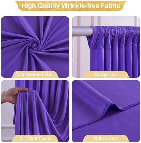 16x10FT Dark Purple Backdrop Curtains for Wedding Parties, Wrinkle Free Polyester Photography Backdrop Drapes for Baby Shower Birthday Parties Stage Background Stand Decorations 4x10ft,4 Panels - Image 2
