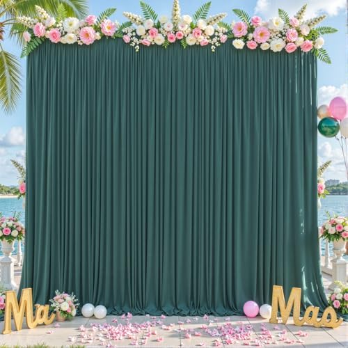 10ft x 10ft Hunter Green Backdrop Curtain for Parties Dark Green Wrinkle Free Backdrop Drapes Panels for Baby Shower Birthday Party Photo Photography Polyester Fabric Background Decoration - Image 4