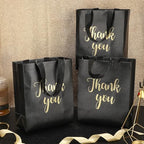 Fumete 50 Pcs Black Glossy Thank You Gift Bag with Handles - Image 3