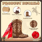 Tinlade 24 Sets Western Cowboy Boots Gift Paper Bags with Paisley Bandanas Western Party Decorations Wild West Kraft Gift Bag Rodeo Cowgirl Boot Hat Goodie Bag for Bachelorette Last Rodeo Party - Image 3