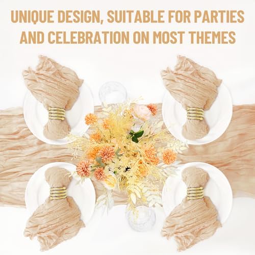 Cupuamon 50 Pack Cheesecloth Napkins 20x20 Inch Dinner Table Napkins Boho Washable Rustic Gauze Napkins Bulk for Wedding Bridal Baby Shower Party Decor (Ivory) - Image 7