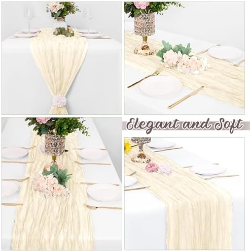 16 Pack Ivory Cheesecloth Table Runners 20x120 Inch Gauze Table Runner 10FT Easter Cheese Cloth Table Runner Rustic Sheer Runner for Wedding Baby Shower Birthday Party Table Decor - Image 4