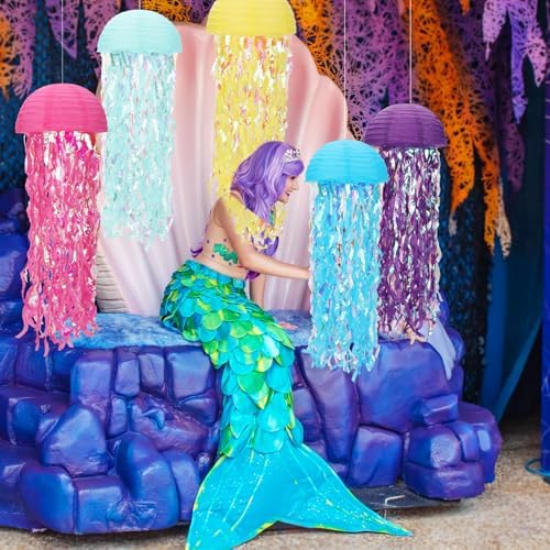 Baquler Set of 12 Jellyfish Party Decoration Multicolors Paper Lanterns - Image 2