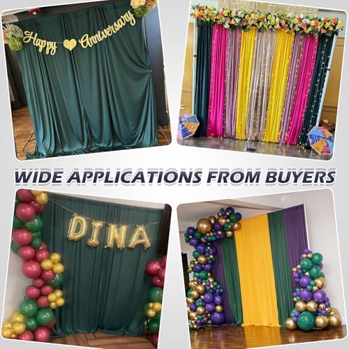 50ft x 10ft Wrinkle Free Hunter Green Backdrop Curtain for Jungle Parties, 10 Panels 5×10ft Soft Silky Green Polyester Photo Backdrop Drapes for Wedding Birthday Photography Christmas Background Cloth - Image 3