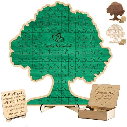 Personalized Tree of Life Wedding Guest Book Alternative Custom Wedding Guest Book Love Tree Puzzle Rustic Wedding Decorations for Party Engagement Reception Anniversary by Unknown