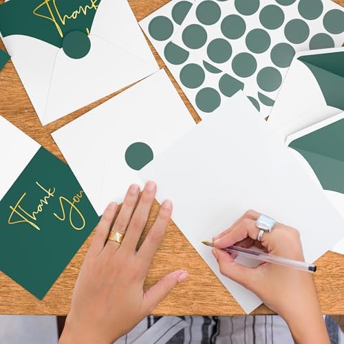 VNS Creations Thank You Cards With Envelopes - 100 Pack 4 x 6 Blank - Green - Image 6