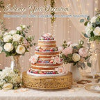 Wenqik 12 Inch Gold Metal Cake Stand with Knife Spatula Wedding - Image 6