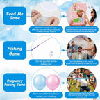 Cinrobiye 6 Set Baby Shower Games Kit Feed the Baby Shower Game with Pacifier Fishing Game, Balloon Baby Bump Limbo Challenge, Blindfold Team Party Activities for Gender Reveal Baby Shower - Image 3