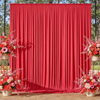 12ft x 10ft Red Backdrop Curtains for Parties, Wrinkle Free 2 Panels Photo Backdrop Drapes Back Drop Cloth for Wedding Birthday Photography Background Decor - Image 3