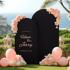 2 Set-6.6FT, 5FT Black Arch Backdrop Cover,Spandex Fitted Wedding Arch Stand Covers Round Top Chiara Arch Backdrop Stands Cover for Birthday Parties Banquet Photo Background Decoration - Image 6