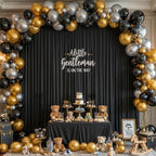 30x8ft Black Photo Backdrop Curtains for Parties Birthday Wrinkle Free Polyester Photoshoot Curtains Drapes Backdrop for Weddings Anniversary Graduation Stage Photography Background 6 Panels 5x8FT - Image 7