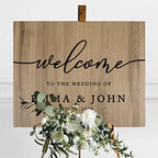 Andaz Press Large Wooden Welcome Sign for Wedding, Rustic Welcome Sign 16" x 20" Custom Names & Date, Woodland Wedding Signage, English Oak MDF Wood Finish Wedding Reception Indoor Outdoor Signs - Image 3