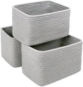 R RUNKA Small Cotton Rope Basket – Storage Bin for Organizing (10.6" x 6.7" x 6.7"), Bathroom Storage Basket for Shelf, Counter & Closet（Grey） by RRUNKA
