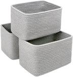 R RUNKA Small Cotton Rope Basket – Storage Bin for Organizing (10.6" x 6.7" x 6.7"), Bathroom Storage Basket for Shelf, Counter & Closet（Grey） by RRUNKA