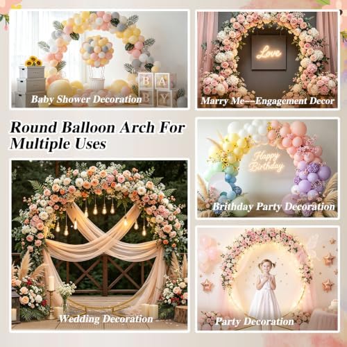 Balloon Arch Stand Metal Round Backdrop Stand Circle Balloon Arch Frame Wedding Arches 5FT for Ceremony Birthday Party Baby Shower Decoration - Image 3