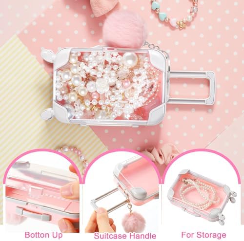VioraWhite 30 Pcs Mini Suitcase Empty Box and Plush Ball Set, Pink - Image 3
