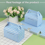 Yiksonyo 100 PCS Paper Treat Boxes, 6.4 x 3.5 x 3.5 inches Blue Gingham Party Favor Boxes for Birthday, Baby Shower, Wedding, and Christmas,Paper Goodies Boxes with Handles for Treats, Candy - Image 4