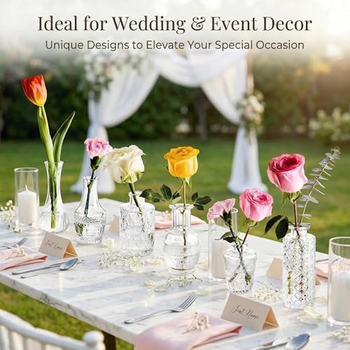 Clear Glass Bud Vase Set of 24 Pcs,Small Bud Vases in Bulk,Glass Crystal Flower Vases Table Centerpieces for Party Event Wedding Decor Baby Shower Decorations (Clear, 24 Pcs) - Image 6