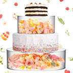 Sunnyray 2 Pcs Acrylic Cake Stands for Dessert Table Clear Fillable Cake Riser Cupcake Tier with LED Strings for Birthday Wedding Holiday Party Display(14'', 16'') by Sunnyray