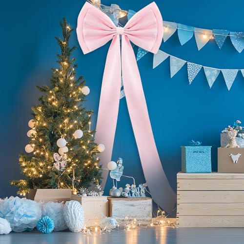 Giant Bow Decoration, 75x18 Inch Big Bows for Backdrop, Large Satin Ribbon Tie Bow for Wedding Engagement Baby Shower Bridal Christmas Birthday Party Wall Decor (Pink) - Image 4