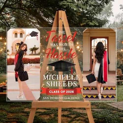 Personalized Clear Graduation Yard Sign with Photo – Custom Acrylic Welcome Sign “Tassel Was Worth the Hassle” for High School Senior & College Graduation Party, Class of 2026 Outdoor Decor by Mapileng%E2%84%A2