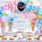 Whats The Scoop Gender Reveal Decorations, Ice Cream Boy or Girl Party Supplies, Pink and Blue Backdrop Banner Balloon Tablecloth Plate Napkin Cup Straw Knife Spoon Fork Sash 230 PCs - Image 7