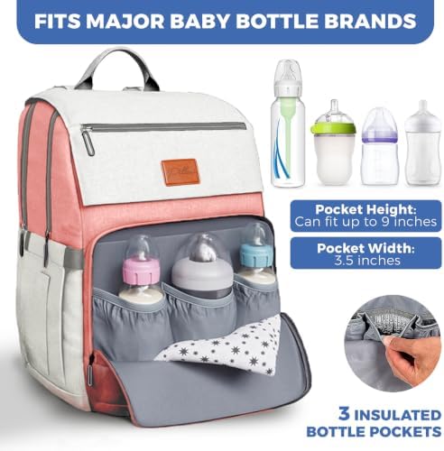 PILLANI Baby Diaper Bag Backpack - Toddler Backpack - Baby Bag for Girls & Boys, Large Waterproof Diaper Backpack - Diaper Bags with Changing Pad, Best Baby Shower Gifts - Stylish Pink Cute Diaper Bag - Image 3