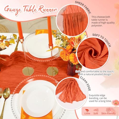 18 Pack Orange Cheesecloth Table Runner 17x108 Inches Boho Home Decor - Image 3