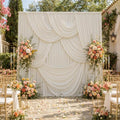 10×10 Beige Backdrop Curtains for Wedding Party Decorations Wrinkle Free by LeegleriTableSkirt