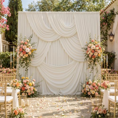 50×10 Beige Backdrop Curtains for Wedding Party Decorations Wrinkle Free by LeegleriTableSkirt