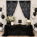 Black Sequin Backdrop Curtain 2 Panels 2ftx8ft Glitter Graduation Party Background for Class of 2026 Prom Birthday Photo Booth Decorations - Image 5