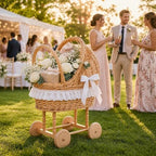 Vintage Wicker Baby Carriage Basket Set for Baby Shower, Wedding Party - Image 2
