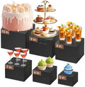 6Pcs Black Buffet Risers Set (Size 5",6",7",8",9",10"),Food Risers for Buffet Table Display Stand Shelf for Party Catering Dessert Collectibles Acrylic Cube Boxes Display with Hollow Bottoms by Unknown