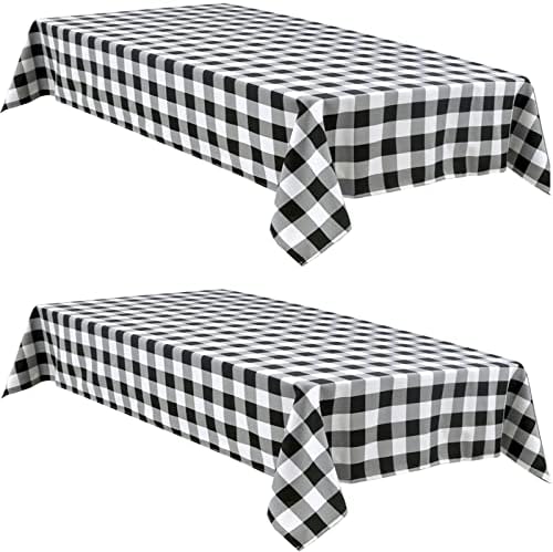 Hiasan Buffalo Plaid Tablecloth, 2 Pack, 54 x 80 inch, Black and White by Hiasan