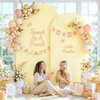 Ivory and Champagne Arch Backdrop Cover 7.2FT 6FT Wedding Arch Covers Set of 2 Arches Covers Stretchy Backdrop Spandex Fitted Double-Color Fabric Backdrops for Party Baby Shower Birthday Decoration - Image 2